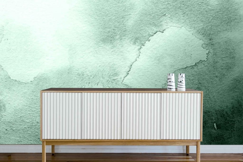 Light green, watercolor-textured wallpaper