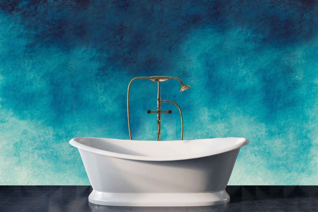 Vibrant blue, hombre-textured wall