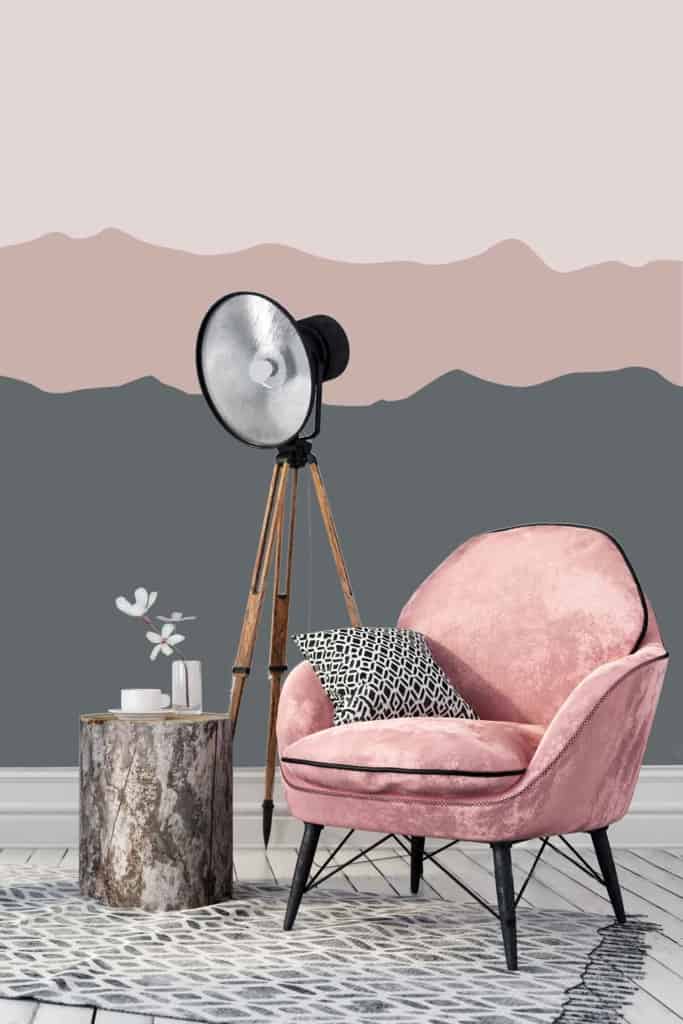 Artistic wallpaper with a mirage of grey, pink, and beige shades.