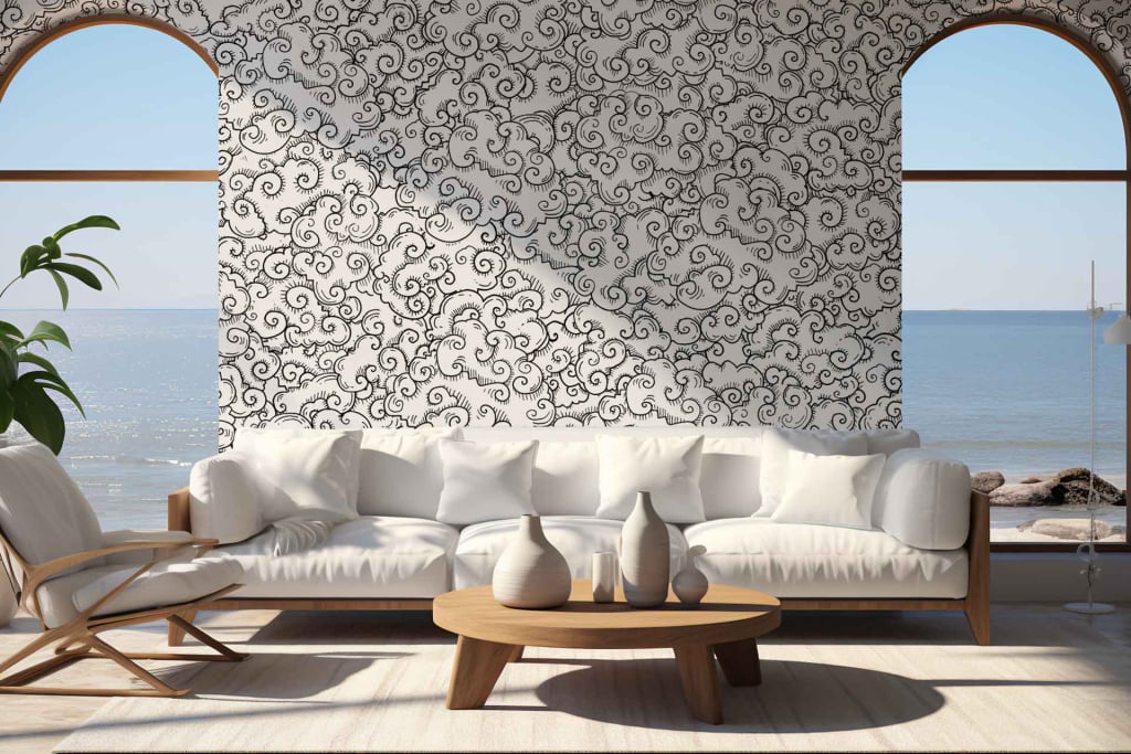 Intricate black and white patterns.