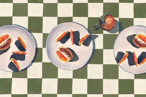 Green and white checkered wallpaper pattern, featuring alternating squares that create a classic picnic tablecloth look. The dominant colors are soft green and crisp white blocks.