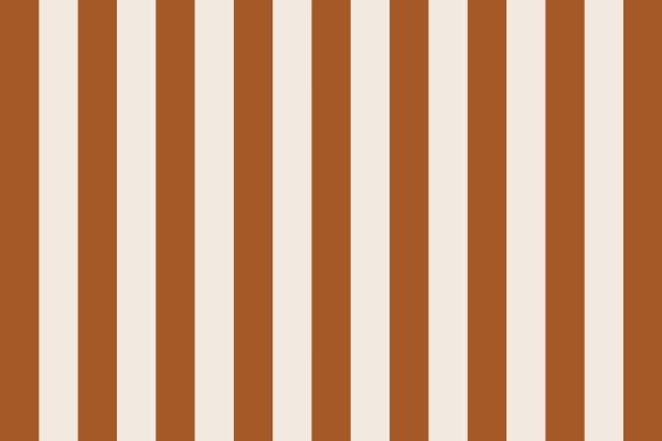 Wallpaper with alternating vertical stripes in brown, beige, and copper; evenly spaced for a simple, repeating stripe pattern.