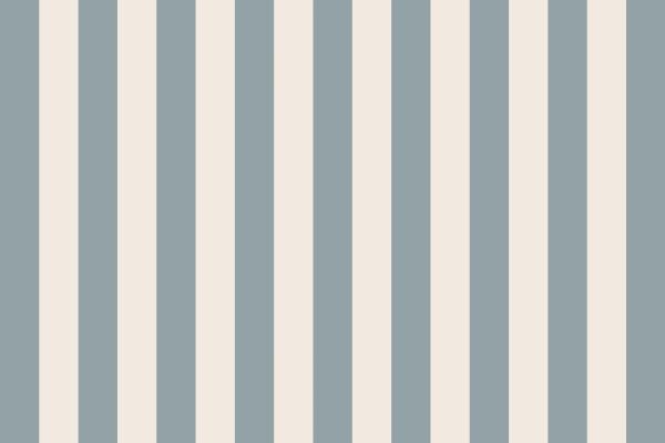 Wallpaper featuring vertical stripes in light grayish-blue and off-white, accented with slender blue lines. Symmetrical, classic design highlights alternating cool tones and subtle blue detailing.