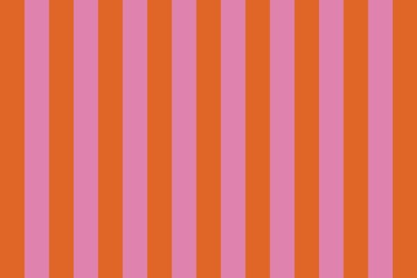 Wallpaper with vertical orange and pink stripes of equal width, accented by a bold copper stripe. Colorful striped wallpaper design.