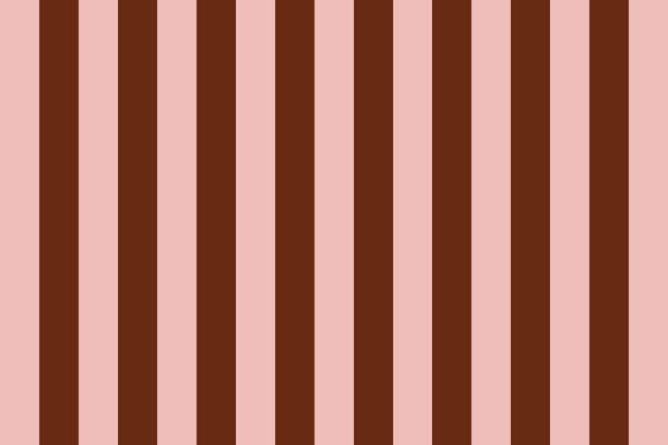 Wallpaper with vertical stripes in light pink, dark brown, and some bold blue stripes, all evenly spaced. Features alternating colored lines for a striking striped pattern.