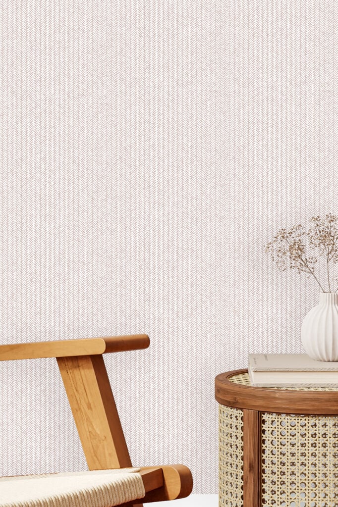 Textured light-colored wallpaper with subtle variations, featuring neutral beige and off-white tones.
